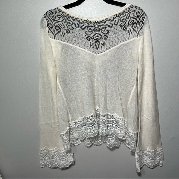Free people angora wool blend sweater with lace trim - Picture 2 of 14